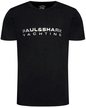 Paul & Shark メタリックロゴ Tシャツ - ブラック