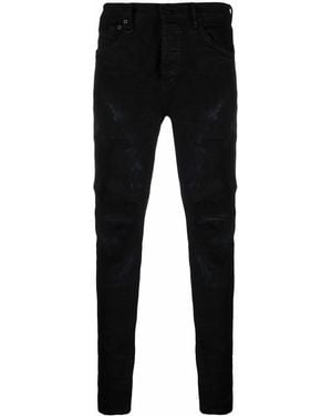 Purple Brand Low-Rise Ripped Skinny Jeans - Black