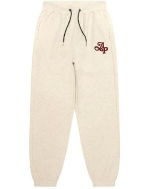 A Bathing Ape Embroidered-Logo Drawstring Pants - Natural