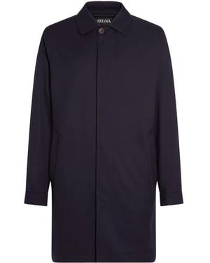 ZEGNA Button-Up Raincoat - Blue