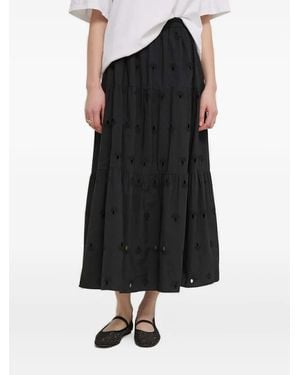 Desigual Eyelet-Embroidered Tiered Maxi Skirt - Black