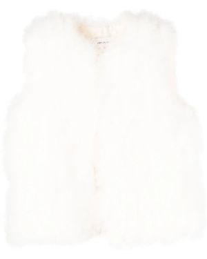 Yves Salomon Silk Feathered-Finish Waistcoat - White