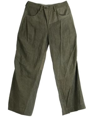 Ziggy Chen Articulated Flap Panelled Pinstriped Pants - Green