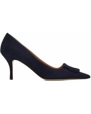 Ferragamo Mid-Heel Maxi Gancini Pumps - Blue
