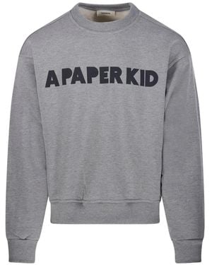 A PAPER KID Logo-Print Sweatshirt - Gray