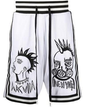 Haculla Face Off Print Basketball Shorts - White