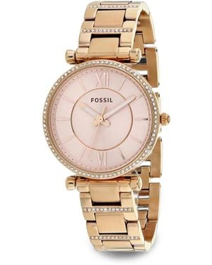 Fossil Carlie Crystal-Embellished 35Mm Watch - Metallic