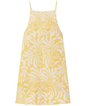 Twinset Robe Courte À Imprimé Végétal - Yellow