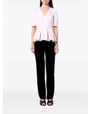 Balenciaga Pleated Peplum-Hem Blouse - Black