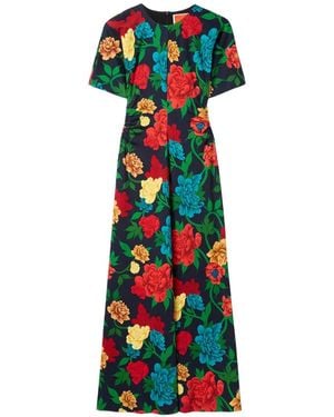 La DoubleJ Floral Ruched Dress - White