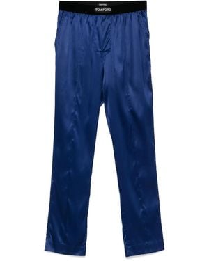 Tom Ford Satin Pyjama Trousers - Blue