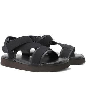 Giorgio Armani Touch-Strap Leather Sandals - Black