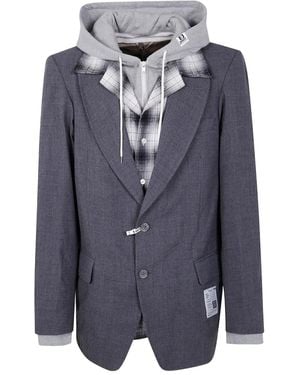 Maison Mihara Yasuhiro Hooded Layered Blazer - Blue