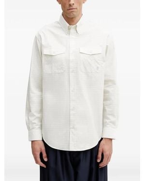 Drole de Monsieur Check-Pattern Button-Down Shirt - White