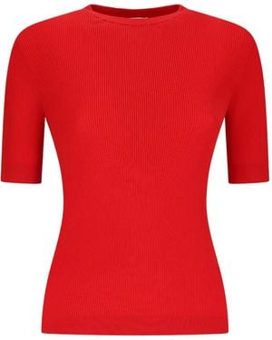 KHAITE Celina Geribbelde Top - Rood