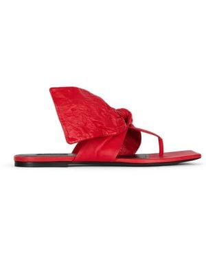 Givenchy Boudoir Bow Leather Flat Sandals - Red