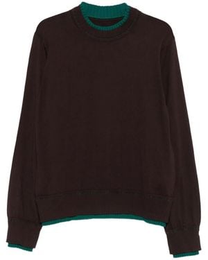 Sacai Contrast-Trim Crew-Neck Jumper - Black