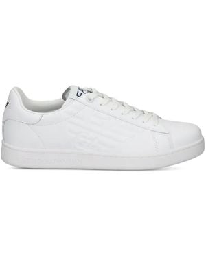 EA7 Logo-Embossed Low-Top Trainers - White