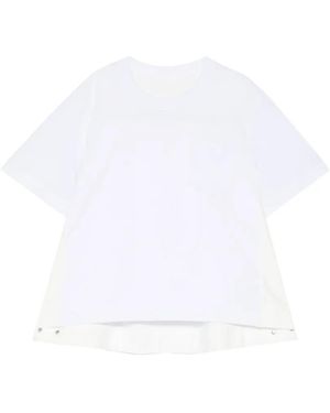 Sacai T-Shirt Mit Brusttasche - Natur