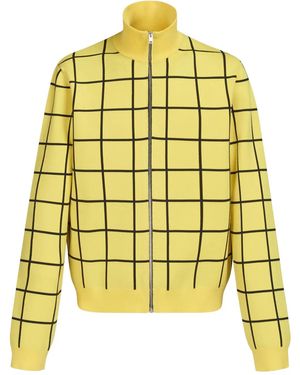 Marni High-Neck Checked Cardigan - Yellow