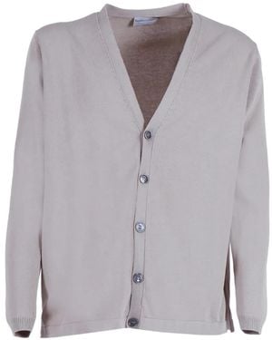 SETTEFILI CASHMERE Side-Slit V-Neck Cardigan - Grey
