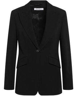 Max Mara Single-Breasted Peak-Lapel Blazer - Black