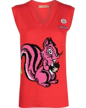 Cormio Gilet Con Intarsio Scoiattolo - Rosso