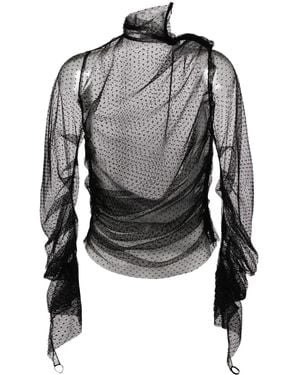 ALAINPAUL Point-D'Esprit Tulle Top - Gray