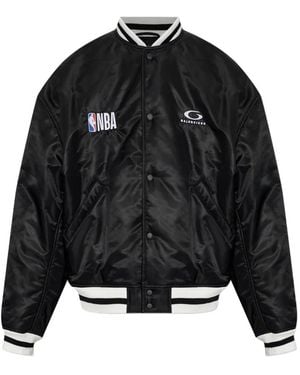 Balenciaga X Nba Logo-Patch Bomber Jacket - Black