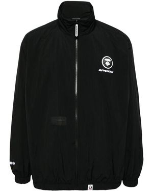 Aape By A Bathing Ape Logo-Appliqué Zip-Up Jacket - Black