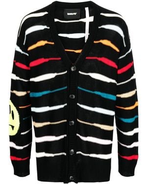 Barrow Striped V-Neck Cardigan - Black