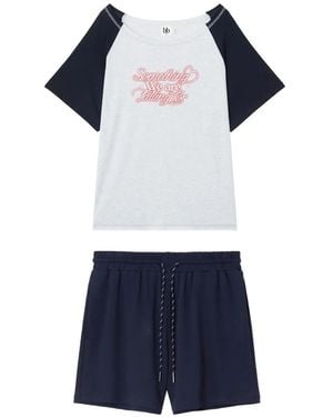 B+ AB Raglan-Sleeve Slogan-Print Pyjamas - Blue