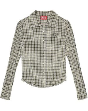 DIESEL Camicia A Quadri Con Effetto Seersucker - Bianco