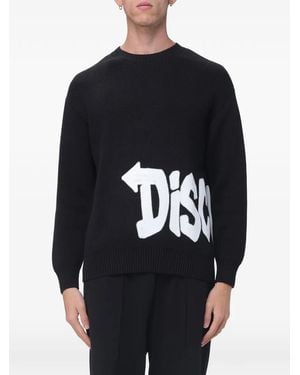 DISCLAIMER Logo-Intarsia Cotton Sweater - Blue