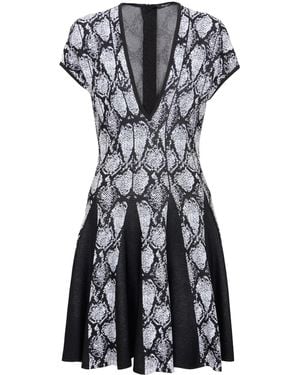 Balmain Python-Jacquard Knitted Skater Dress - Black