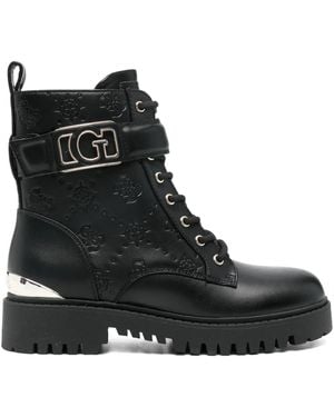 Guess Black Leather Military Boots