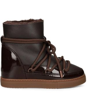 Inuikii Lace-Up Patent-Leather Boots - Brown