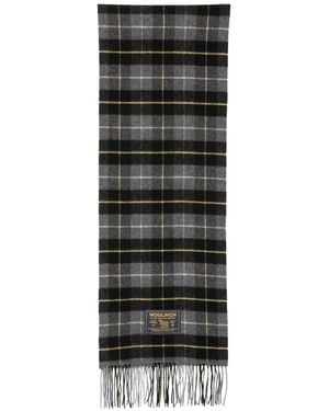 Woolrich Checked Fringed Scarf - Black