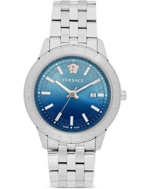 Versace Reloj De 43 Mm Con Motivo Greca - Azul