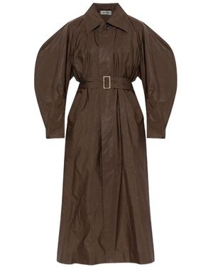 Issey Miyake Cappotto Con Cintura - Marrone