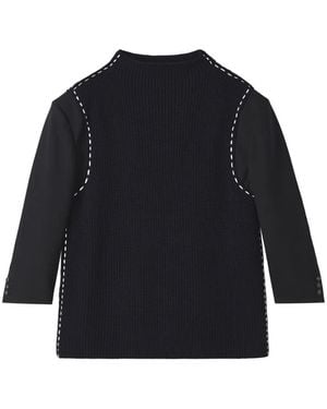 Enfold Contrast-Stitch Panelled Jumper - Blue