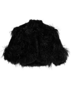 Elie Saab Feather-Trimmed Jacket - Black