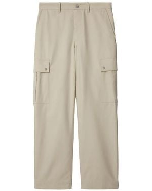 Burberry Cotton Blend Cargo Trousers - Natural