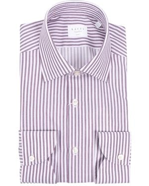 Xacus Striped-Pattern Long-Sleeve Shirt - Purple