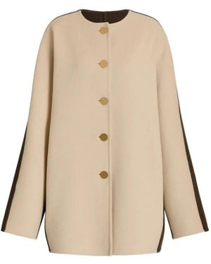 Alberta Ferretti Two-Tone Button-Up Coat - Natural