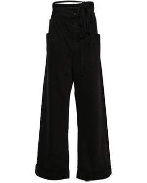 Ann Demeulemeester Tie-Fastening Wide-Leg Trousers - Black