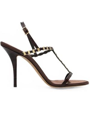 Ferragamo Vara Chain T-Strap Sandal - White