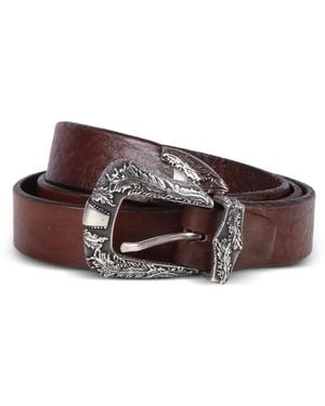Alberto Luti Engraved Western-Style Belt - Brown