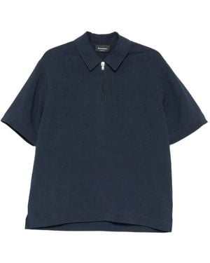 AROVESCIO Zip-Fastening Short-Sleeve Polo Shirt - Blue