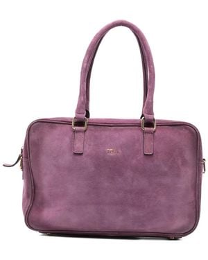 Tela Bolso Shopper Con Detalle Del Logo - Morado